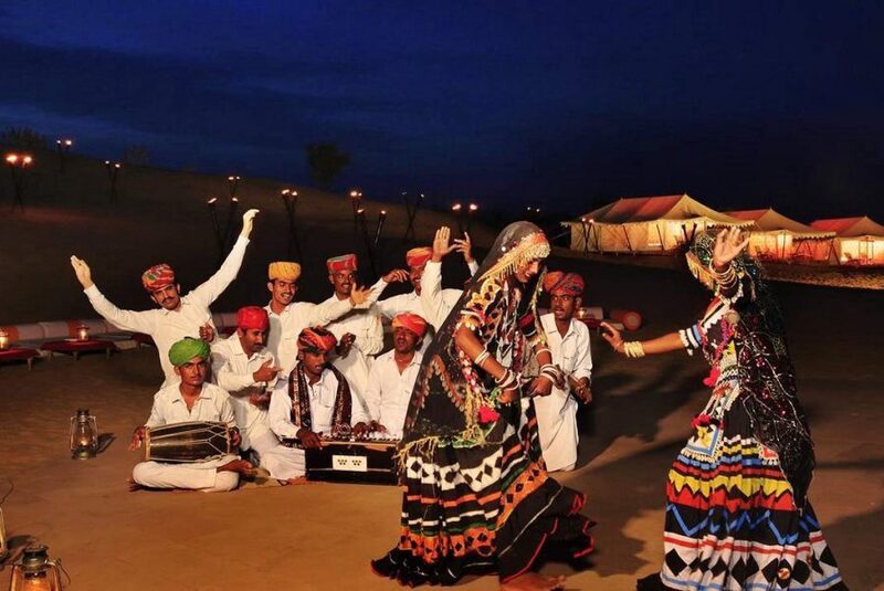 Performance by local artists at Desert Festival in Rajasthan