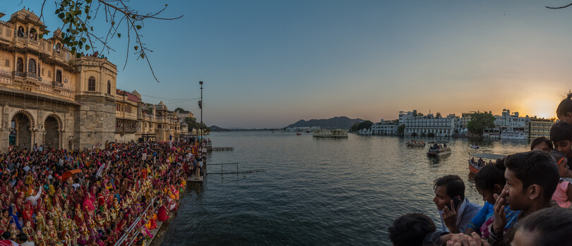 a lake view during Mewar Festival 