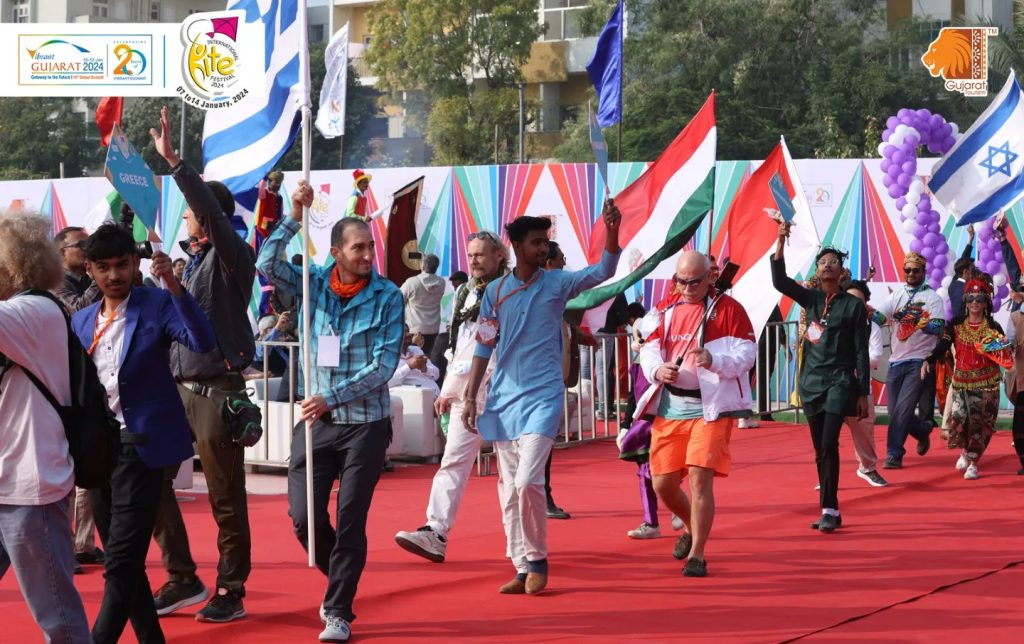Visitors at International Kite Festival at Ahmedabad