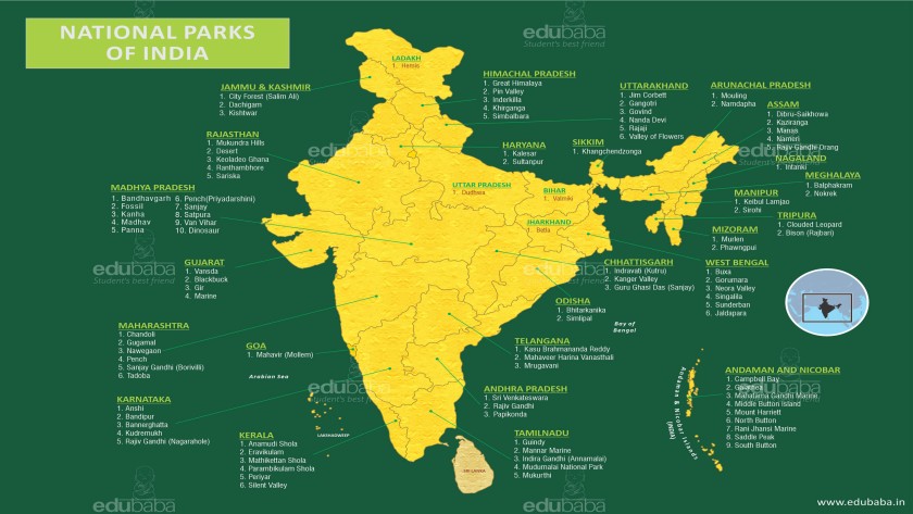 Map of National Parks in India