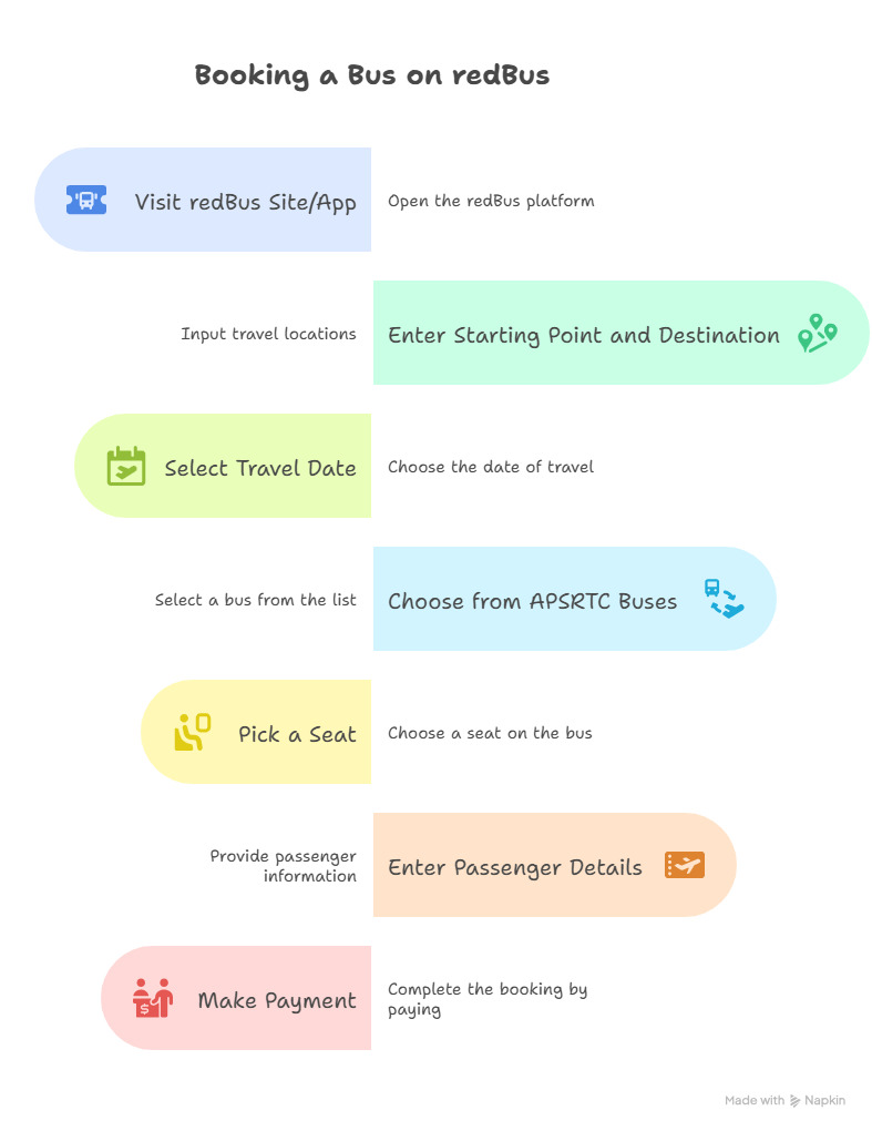 Infographics on booking APSRTC buses online with RedBus